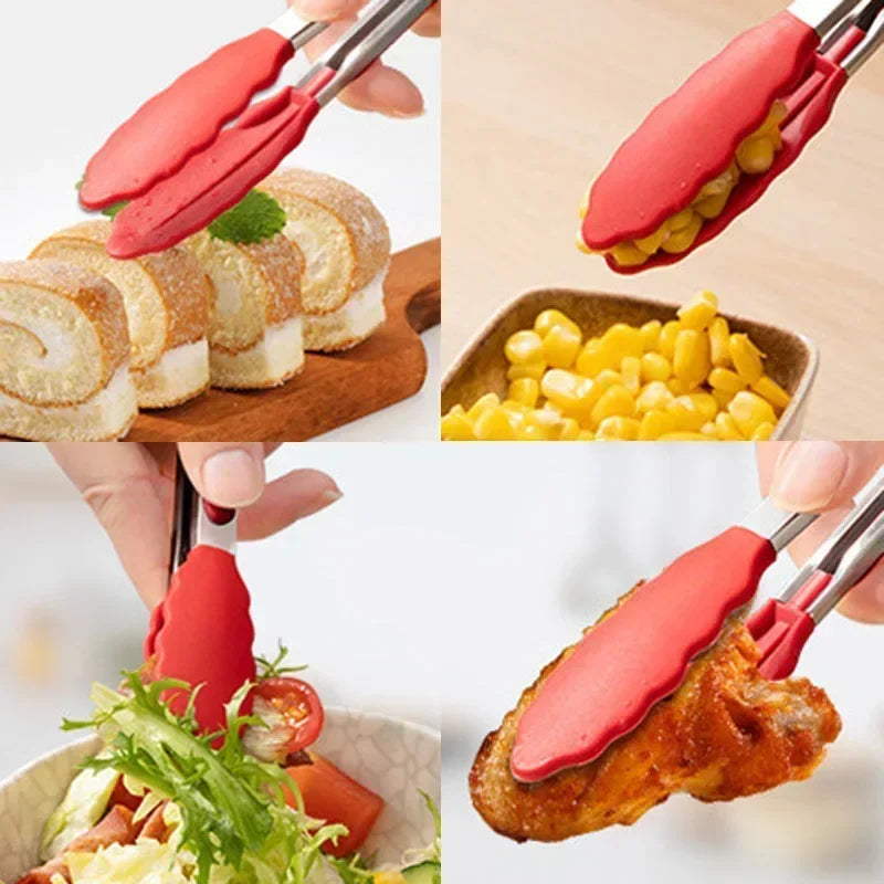 7-Inch Non-Slip Stainless Steel Food Tongs