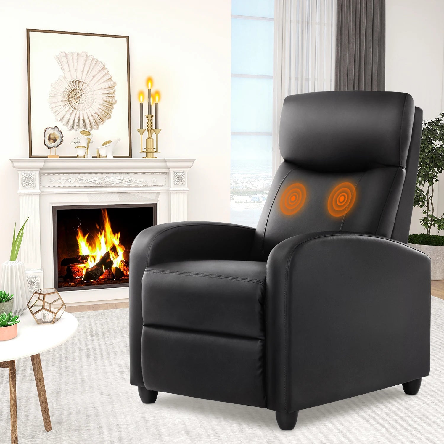 JHK Recliner Massage Chair – Adjustable Fabric Sofa with Lumbar Support