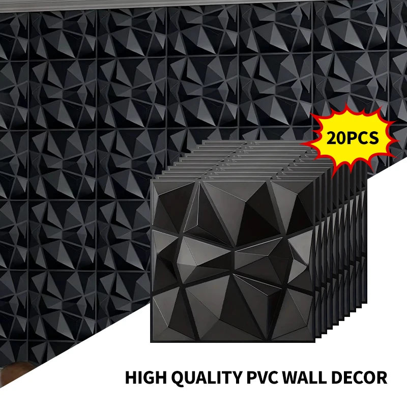 20PCS 3D Wall Panels – 30x30cm Indoor Wall Decor Tiles