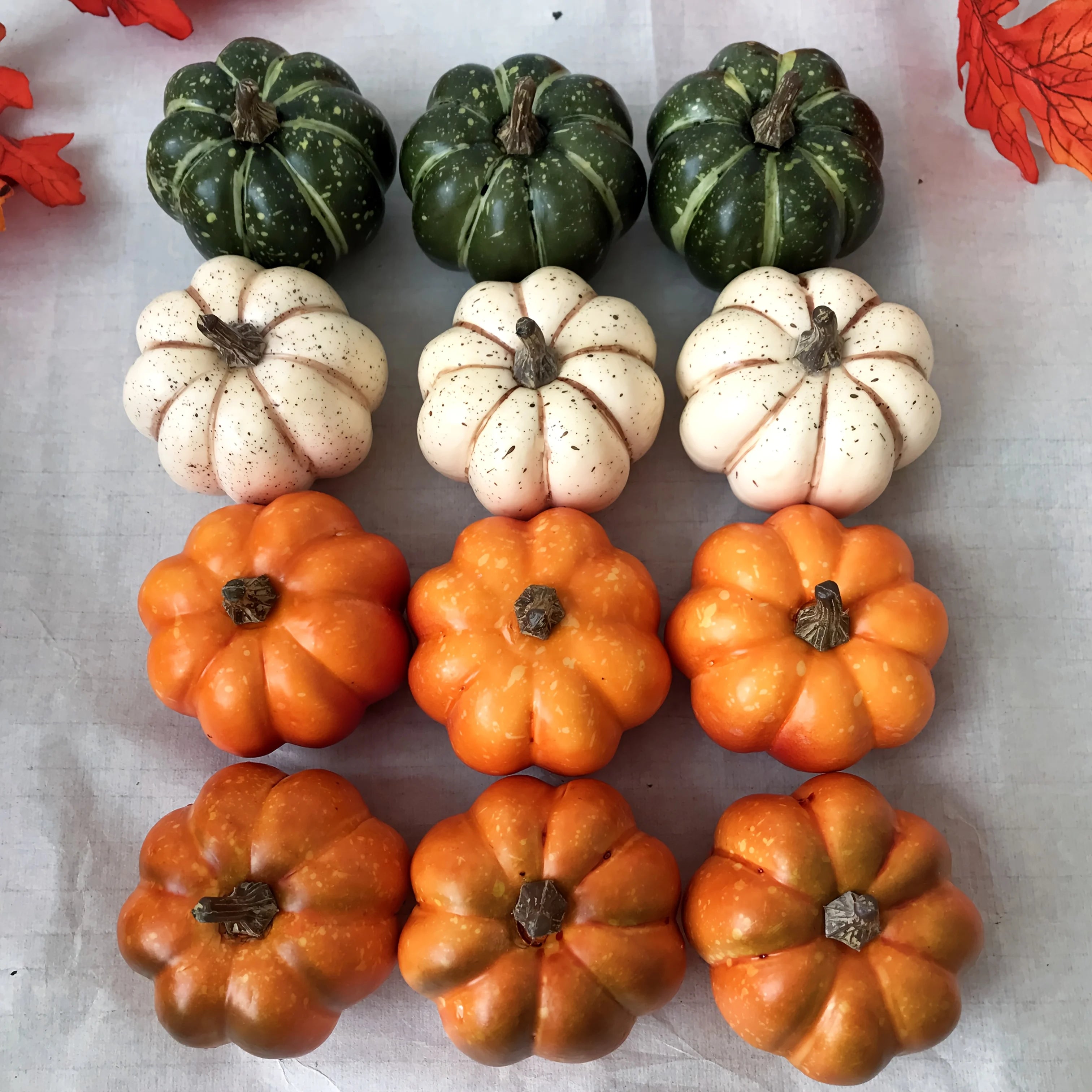 9PCS Artificial Pumpkins – Autumn Harvest & Halloween Decorations