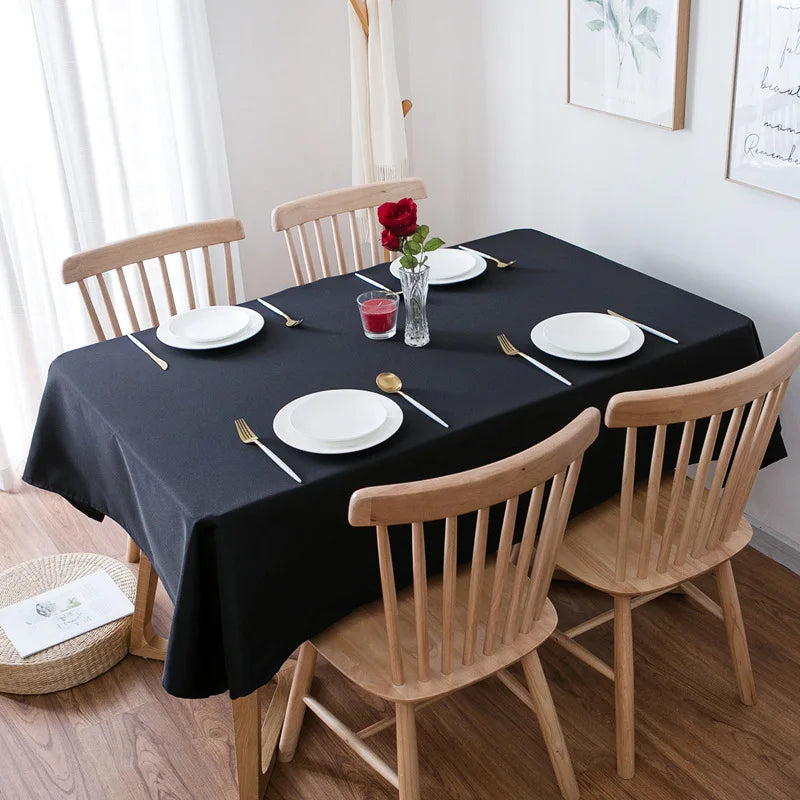 Solid Black Rectangular Tablecloth – Banquet & Conference Table Cover