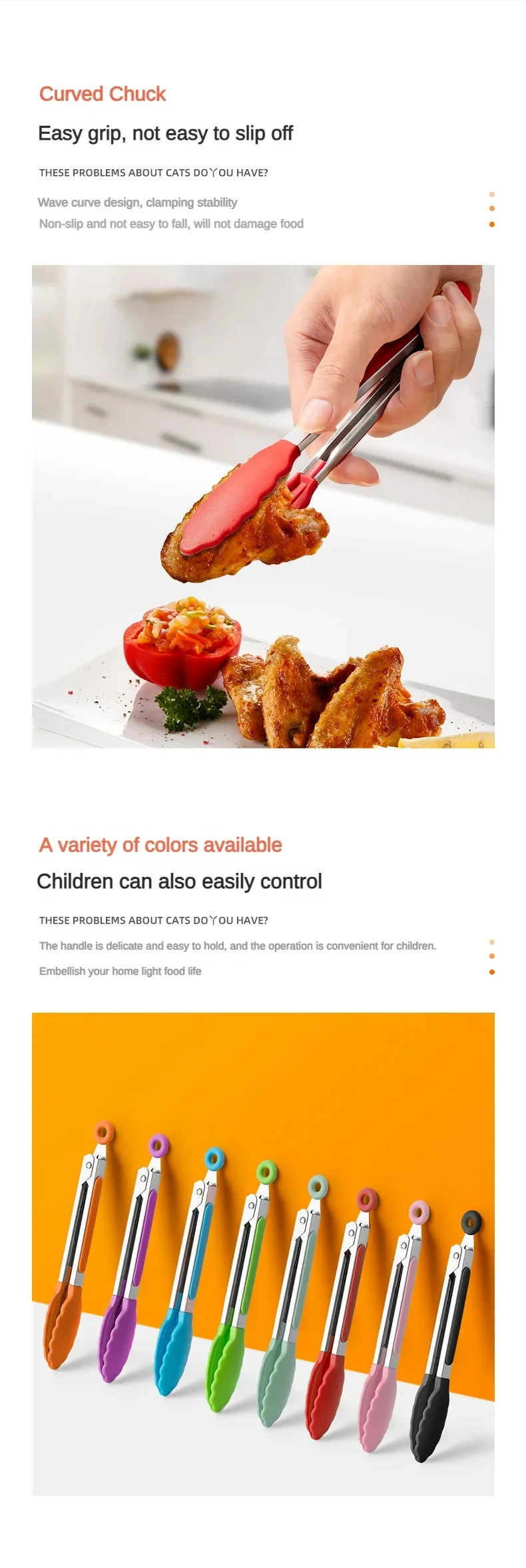 Anti Slip Stainless Steel Tongs