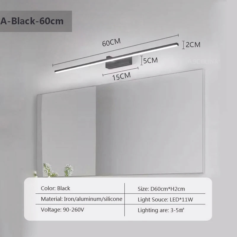 Modern LED Wall Light Strip for Bathroom and Mirror Decor