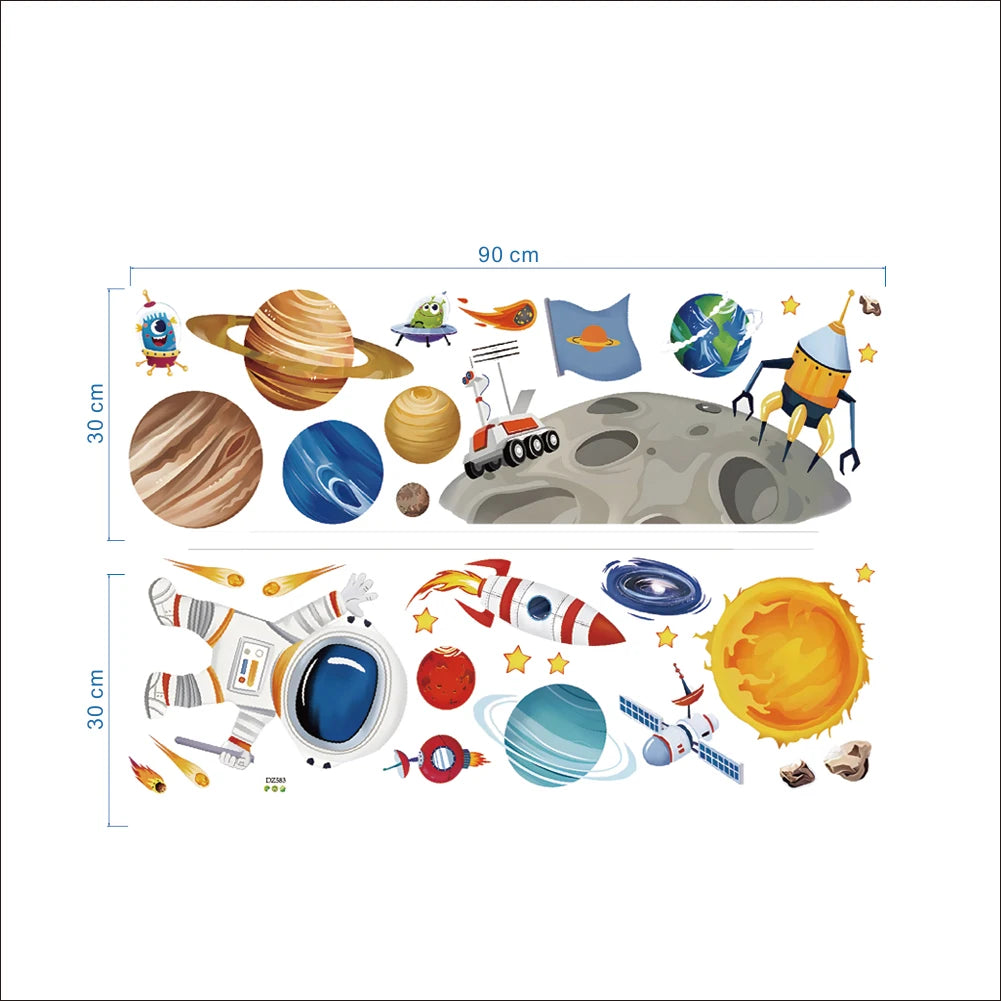 3D Planetary Astronaut Wall Stickers for Kids’ Room