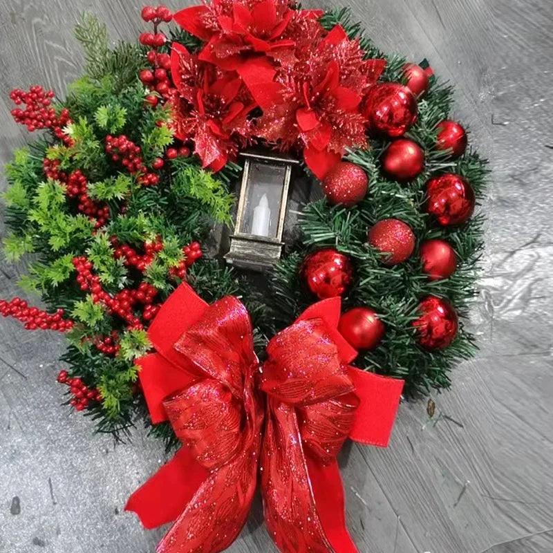 45cm Golden Christmas Wreath with Lights – Front Door & Wall Decor