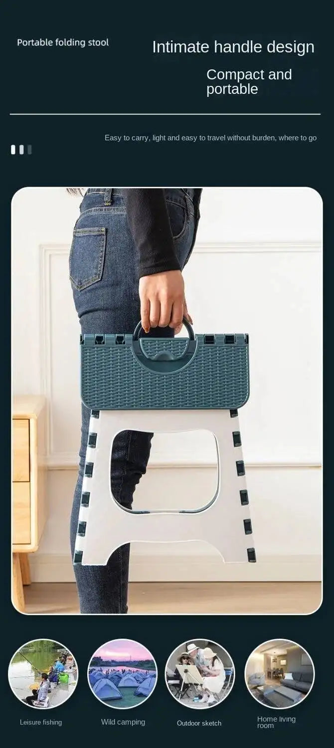 Thickened Plastic Folding Stool for Indoor and Outdoor Use