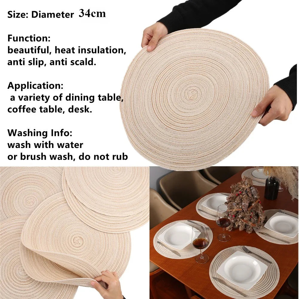 6PCS Braided Placemats & Coasters – Washable Heat-Resistant Table Set