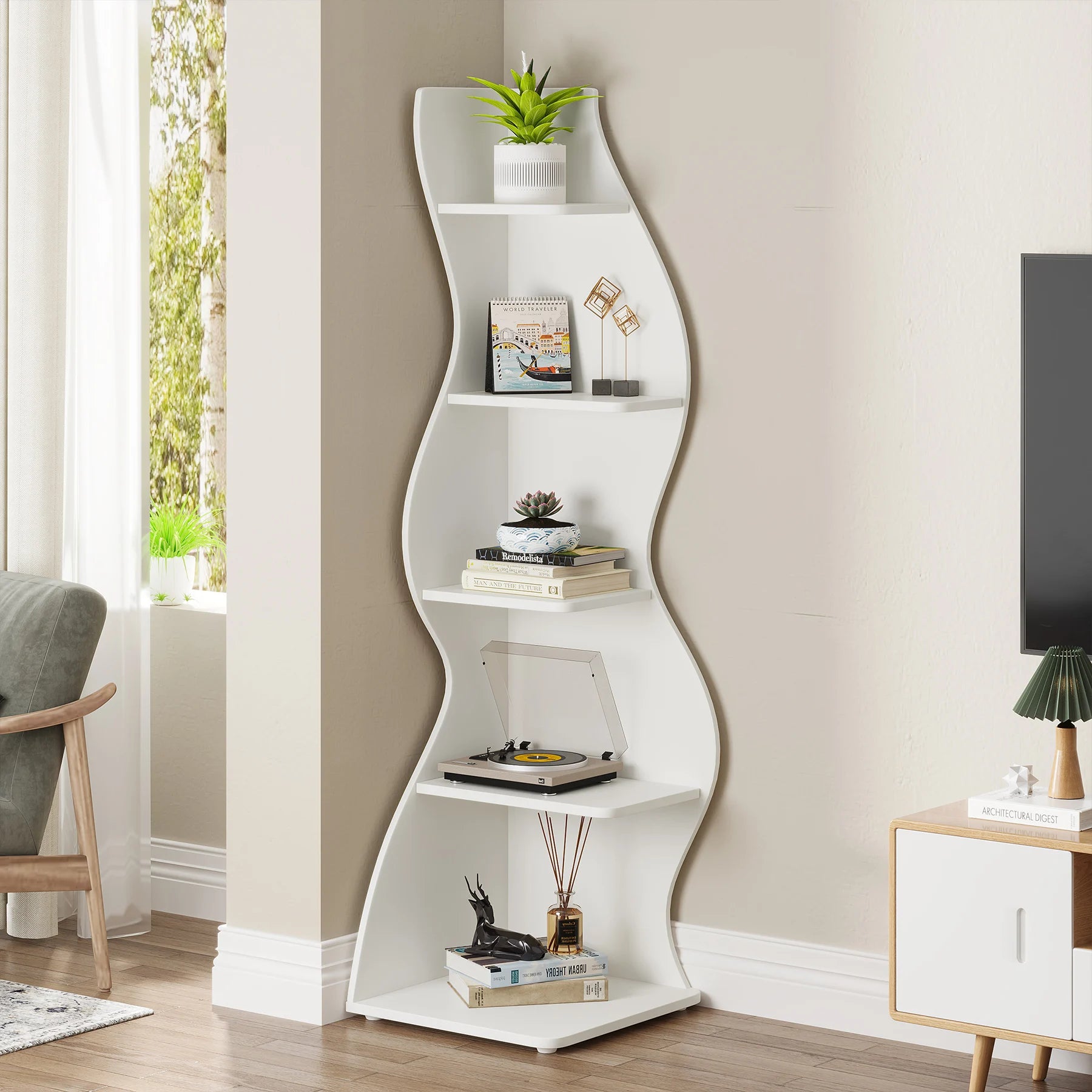 Tribesigns 5-Tier Modern Corner Bookshelf