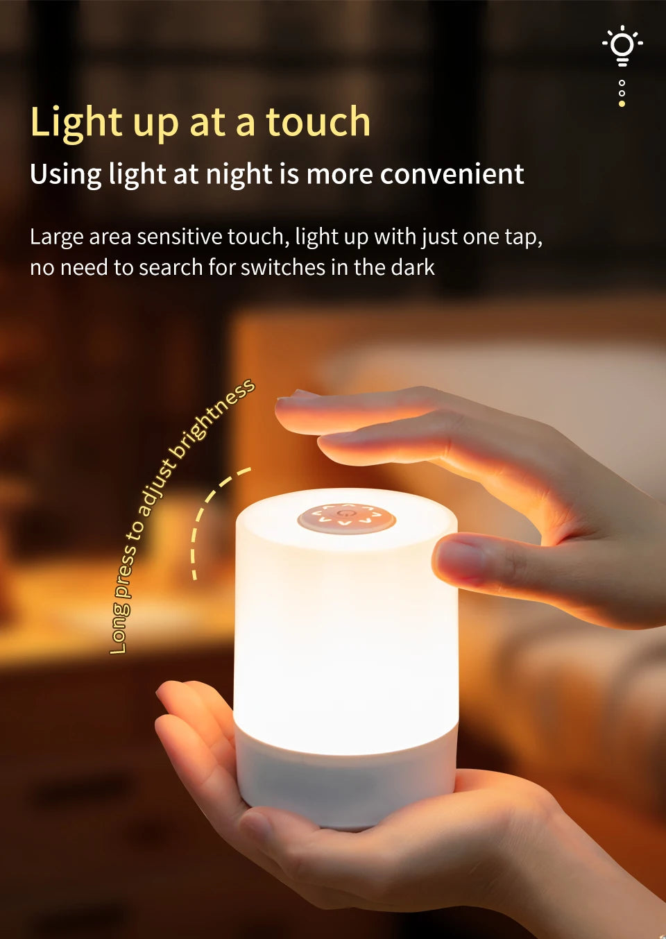 Rechargeable Dimmable LED Night Light with Remote Control