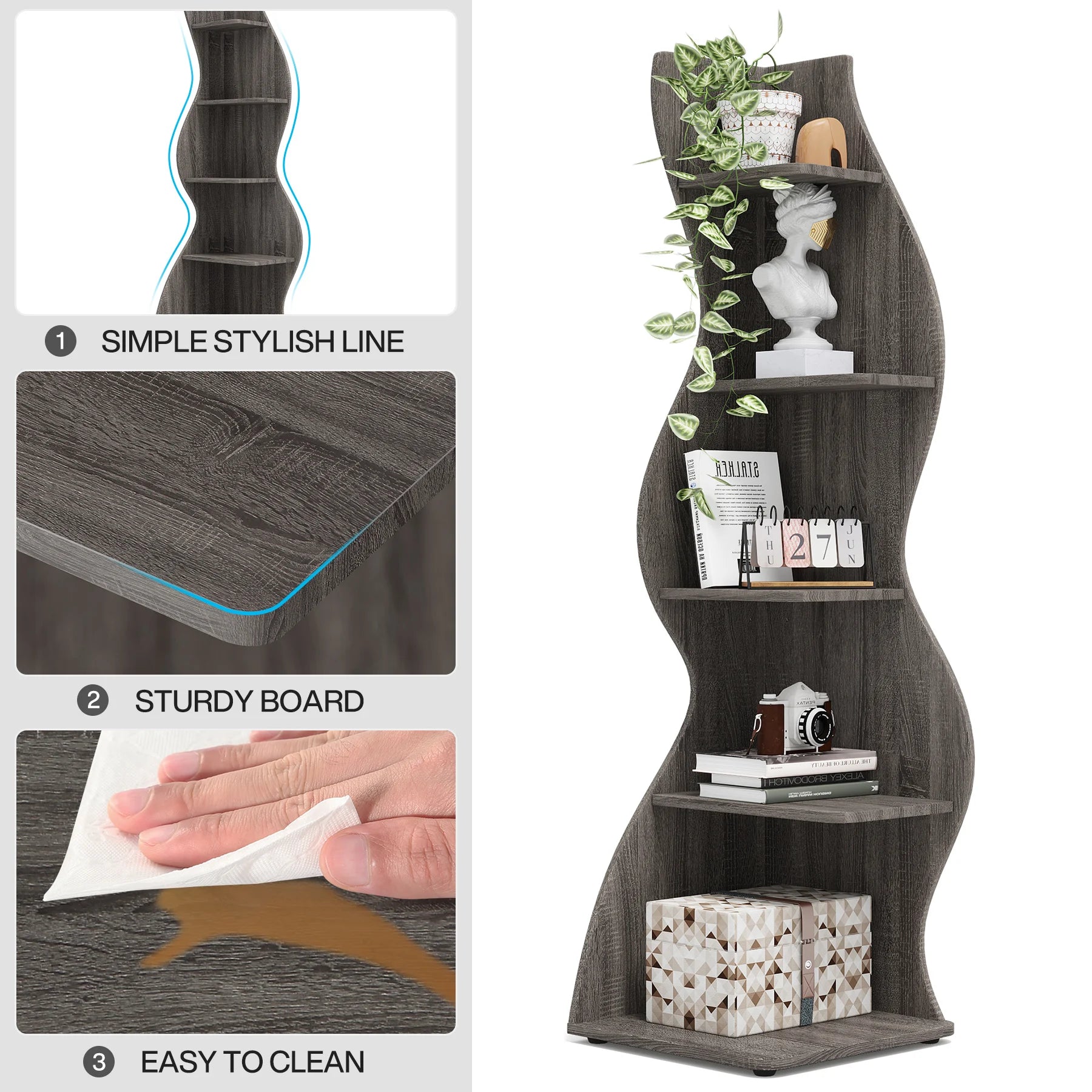 Tribesigns 5-Tier Modern Corner Bookshelf