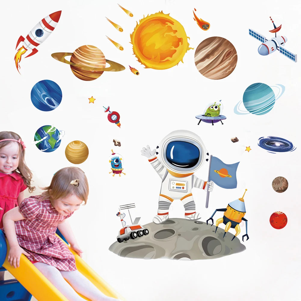 3D Planetary Astronaut Wall Stickers for Kids’ Room