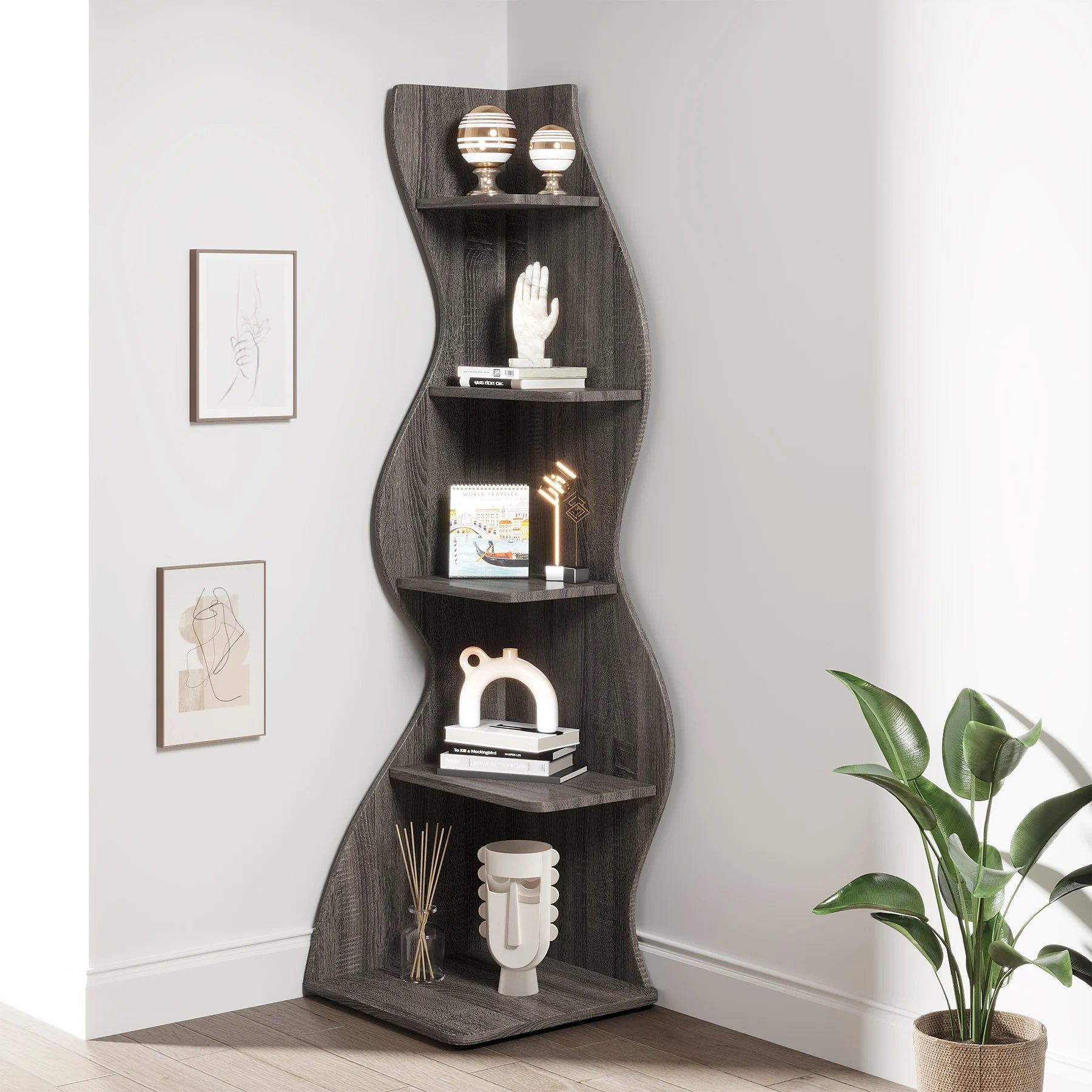 Tribesigns 5-Tier Modern Corner Bookshelf