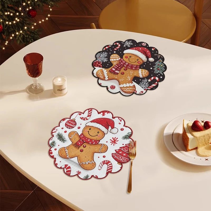 4PCS Cartoon Santa Claus Coasters – Christmas Table Heat Pads