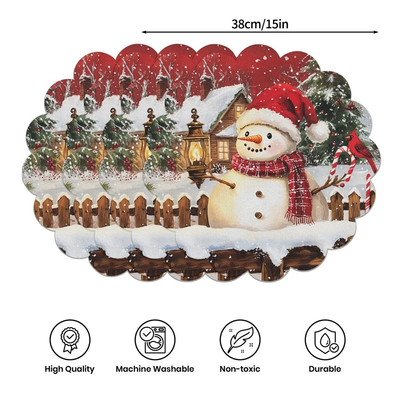 4PCS Cartoon Santa Claus Coasters – Christmas Table Heat Pads