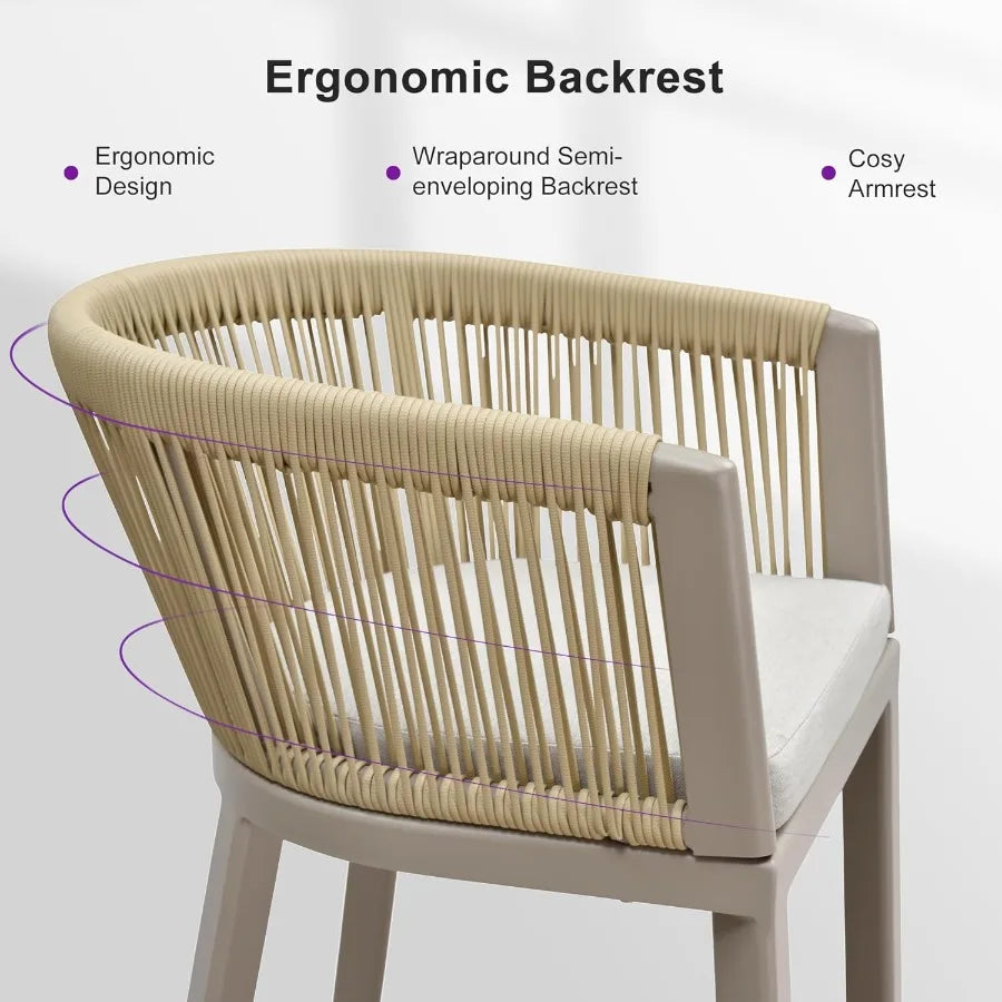 Modern Outdoor Wicker Bar Stool Set
