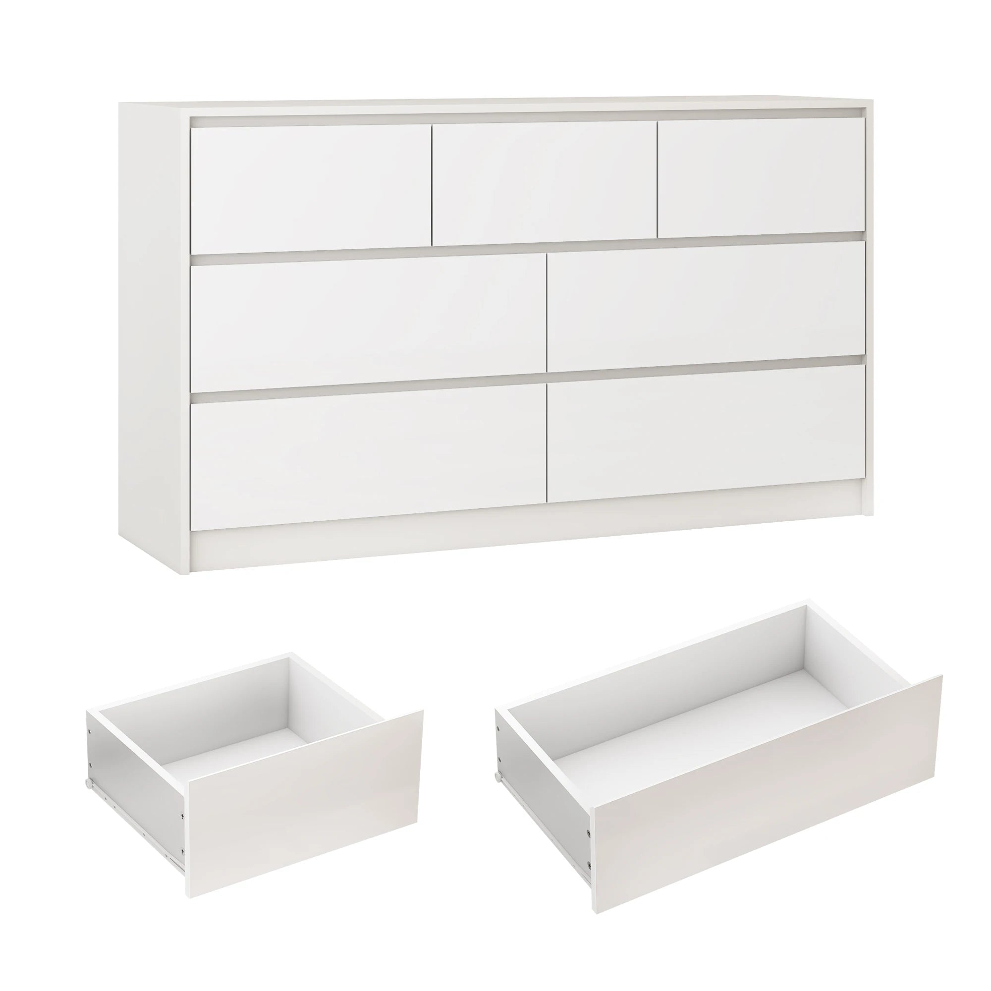 55" Modern 7-Drawer Dresser with High Gloss Finish