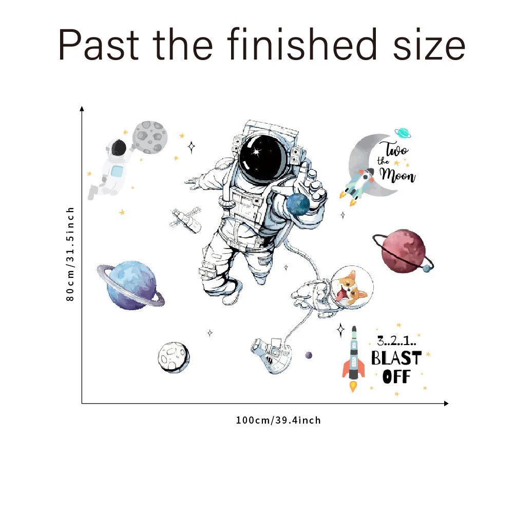 3D Planetary Astronaut Wall Stickers for Kids’ Room