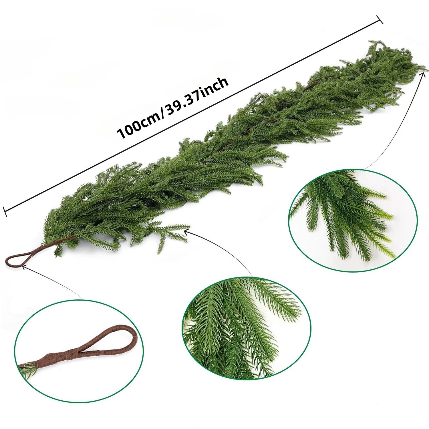 Artificial Norfolk Pine Christmas Wreath – Fake Green Garland for Home Decor