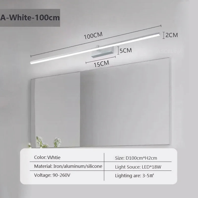 Modern LED Wall Light Strip for Bathroom and Mirror Decor