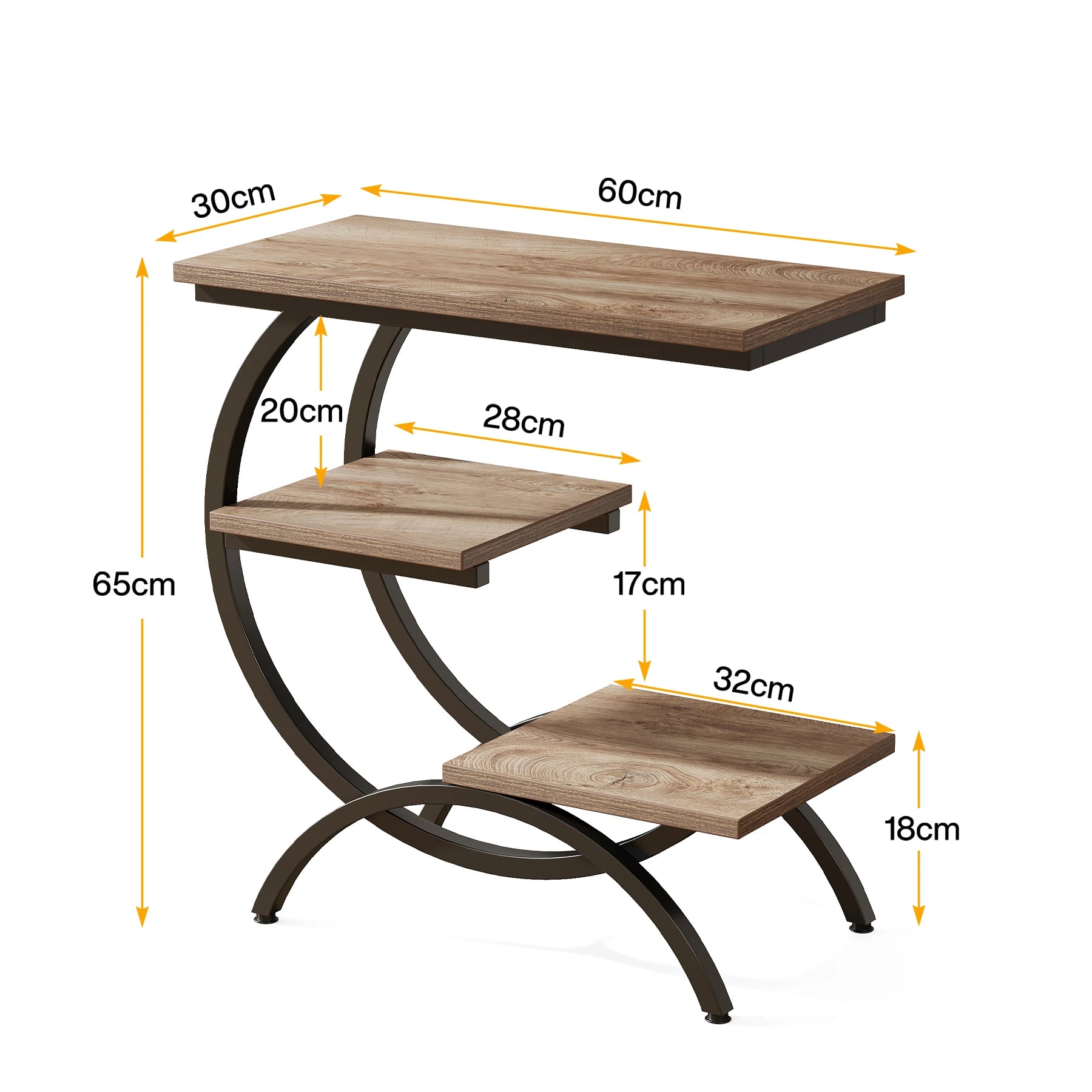 Tribesigns 3‑Tier C‑Shaped End Table