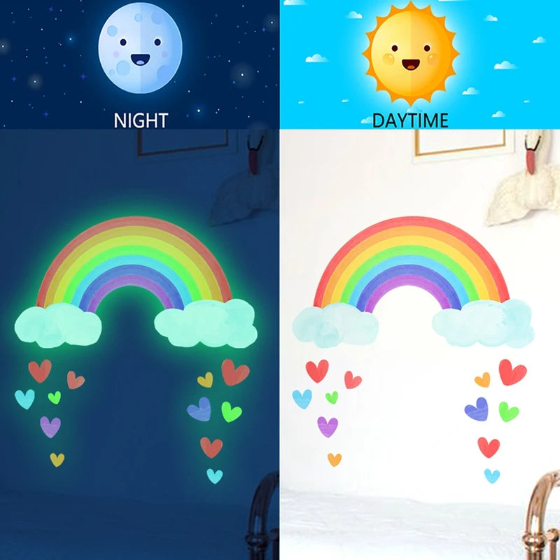 Glow-in-the-Dark Rainbow Wall Stickers for Kids Room