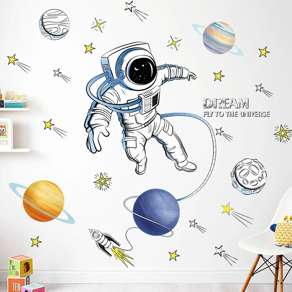 3D Planetary Astronaut Wall Stickers for Kids’ Room