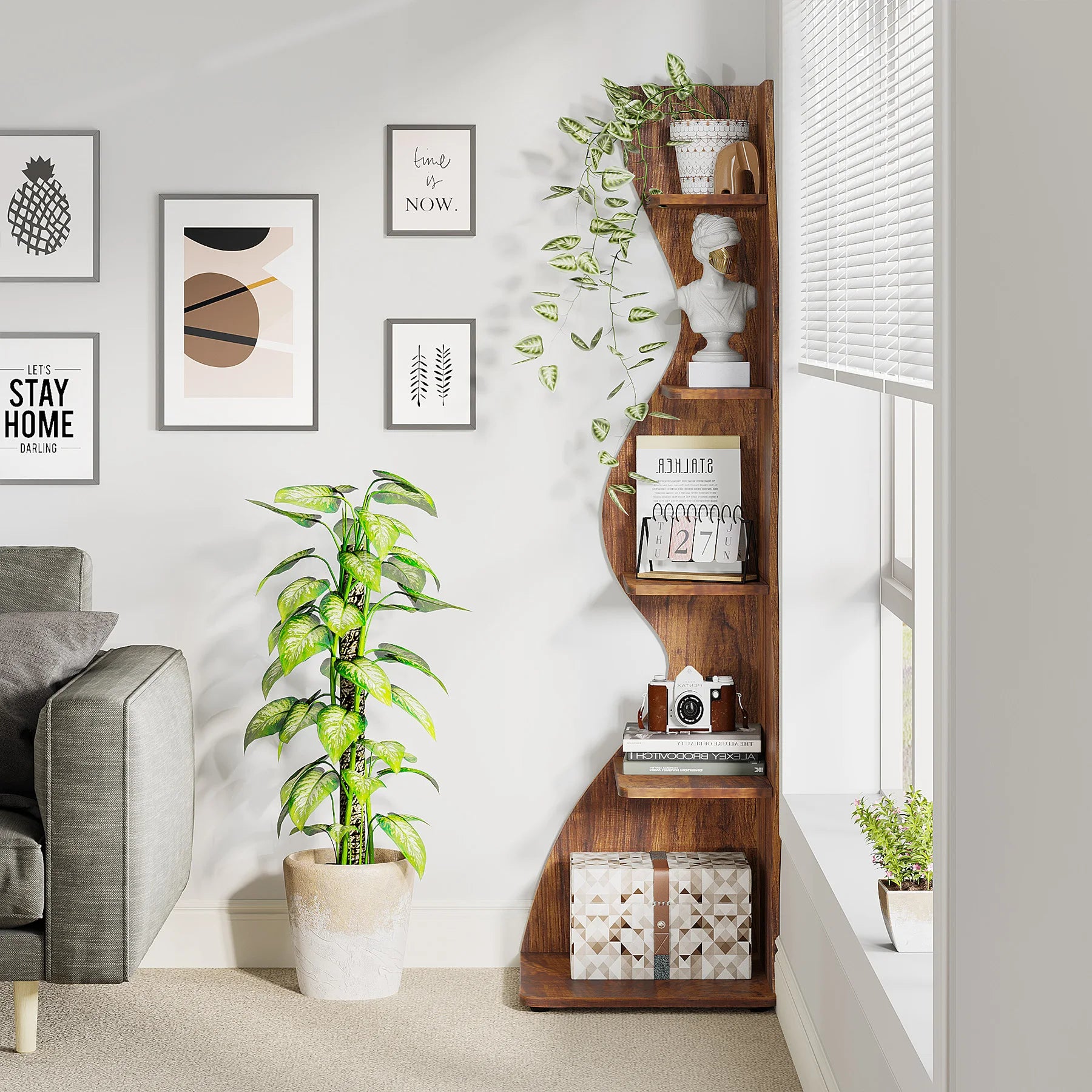 Tribesigns 5-Tier Modern Corner Bookshelf