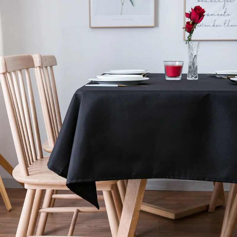 Solid Black Rectangular Tablecloth – Banquet & Conference Table Cover