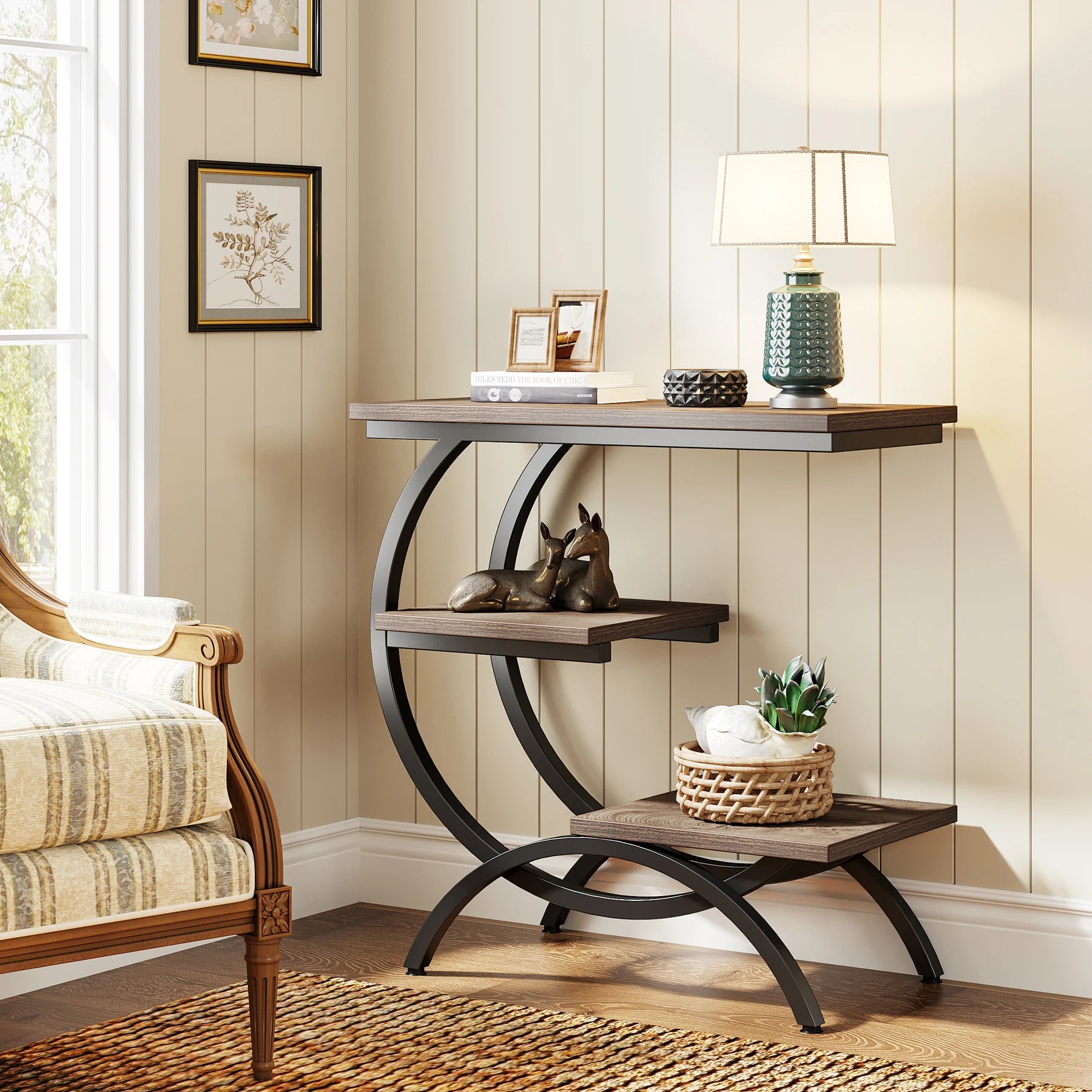 Tribesigns 3‑Tier C‑Shaped End Table