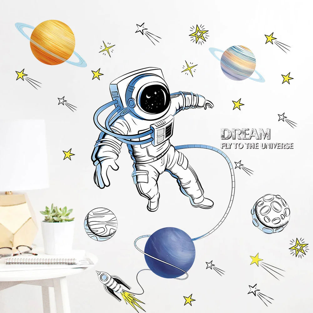 3D Planetary Astronaut Wall Stickers for Kids’ Room