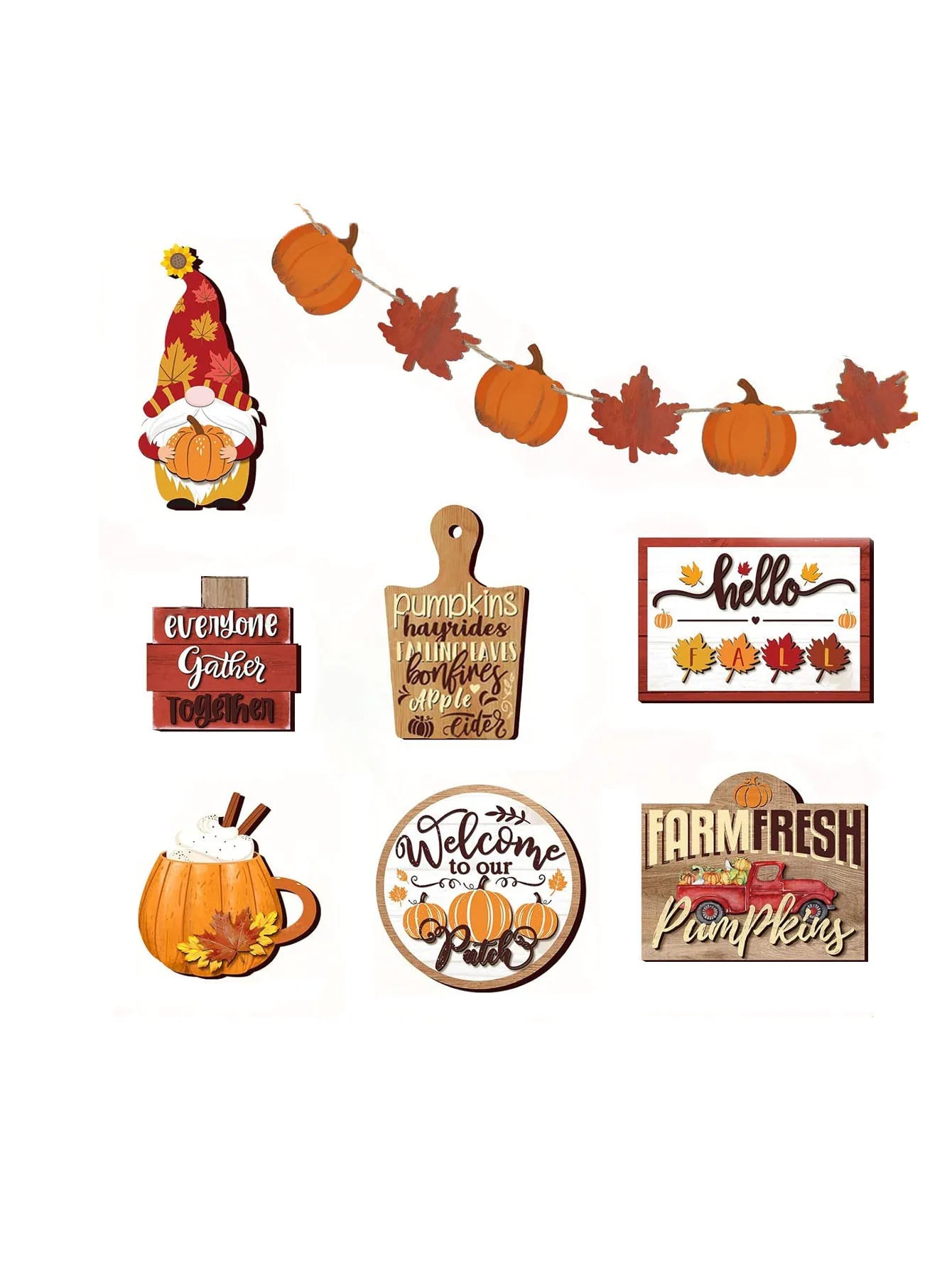 Fall Harvest Wooden Tiered Tray Decor – Farmhouse Autumn Centerpiece Set