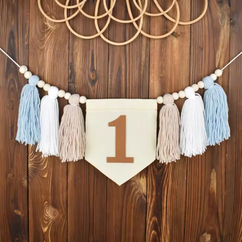 Boho 1st Birthday High Chair Banner Party Decoration