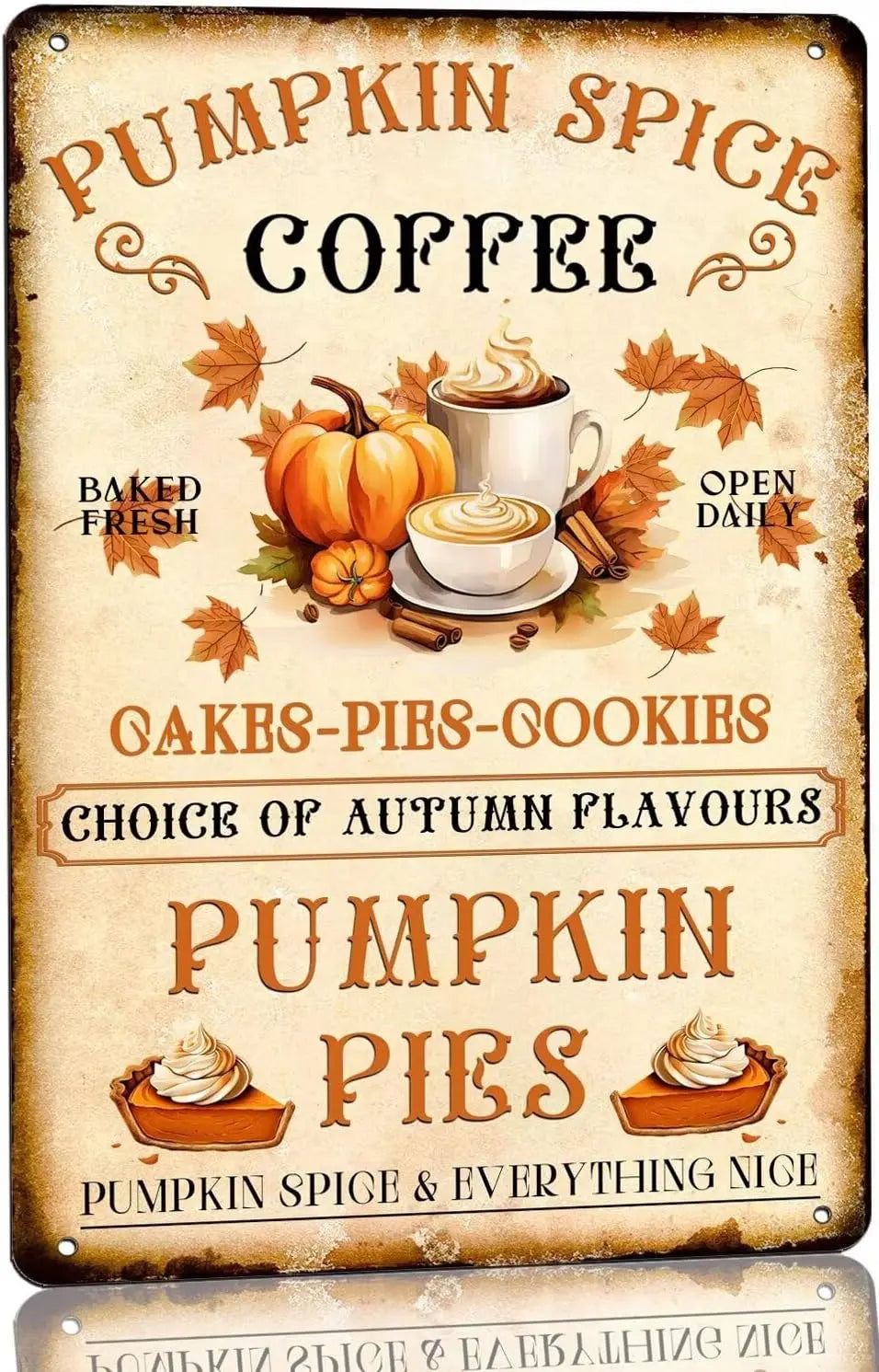 Pumpkin Spice Coffee Metal Sign – Retro Autumn Kitchen & Café Decor