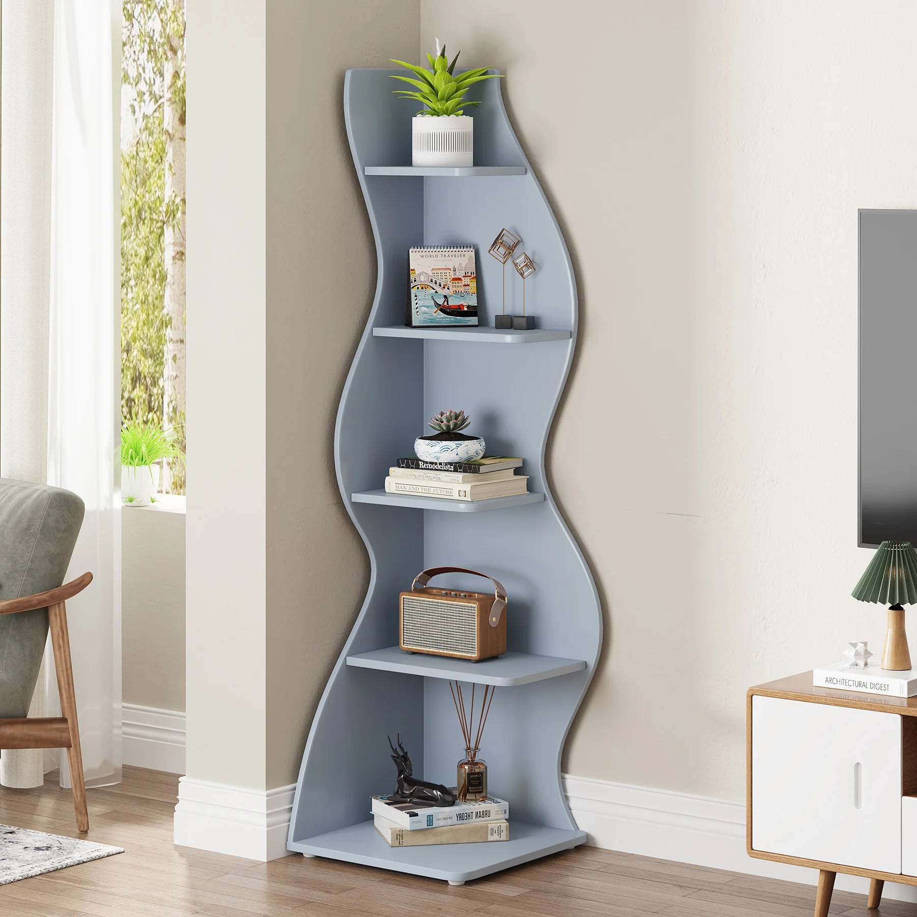 Tribesigns 5-Tier Modern Corner Bookshelf
