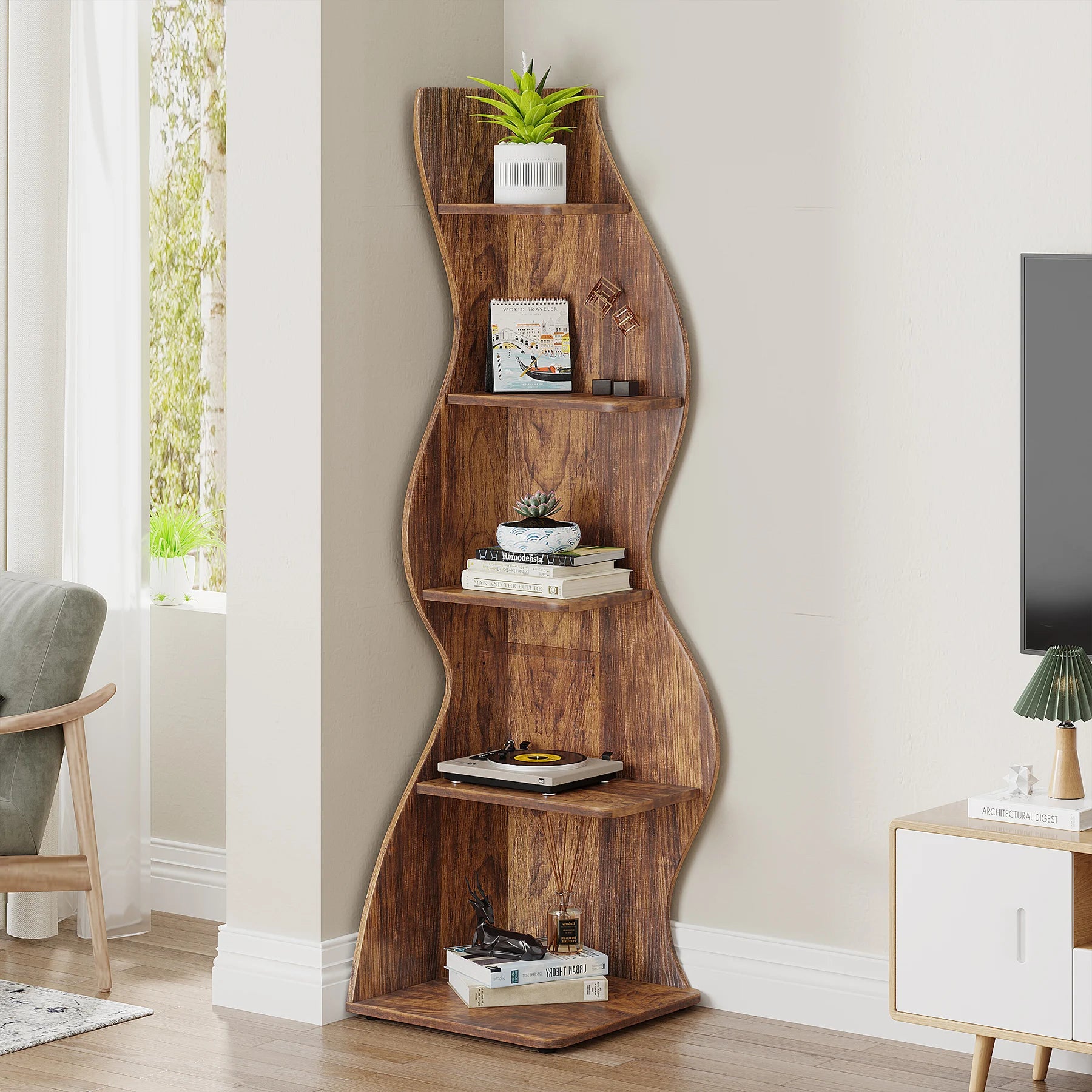 Tribesigns 5-Tier Modern Corner Bookshelf