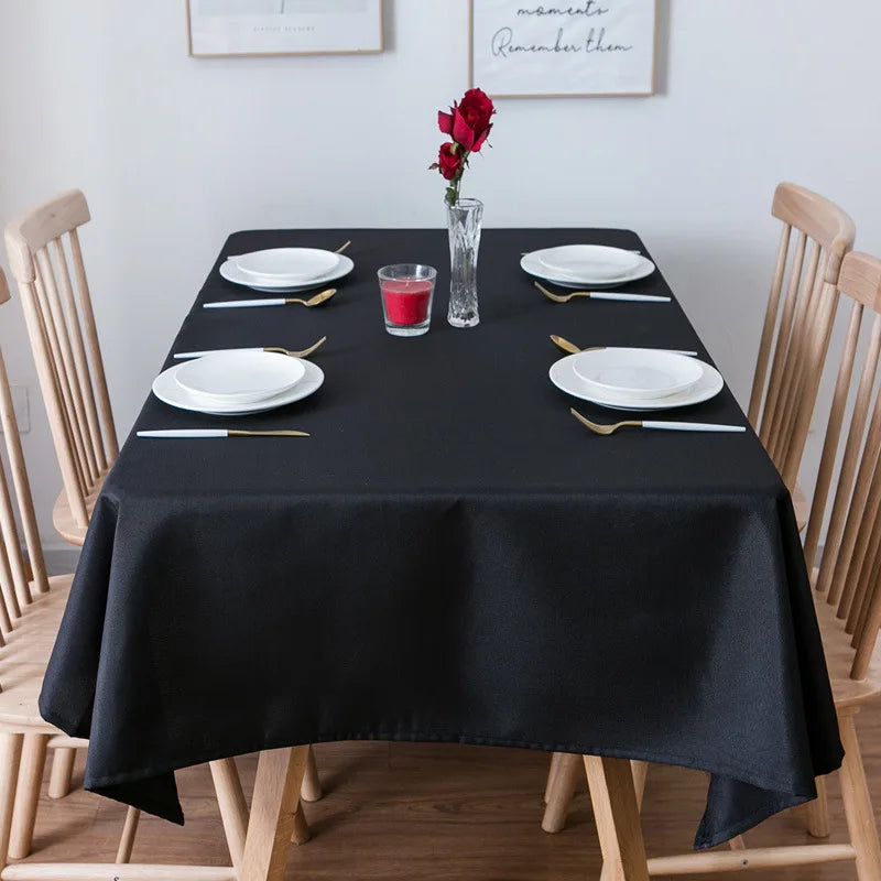 Solid Black Rectangular Tablecloth – Banquet & Conference Table Cover