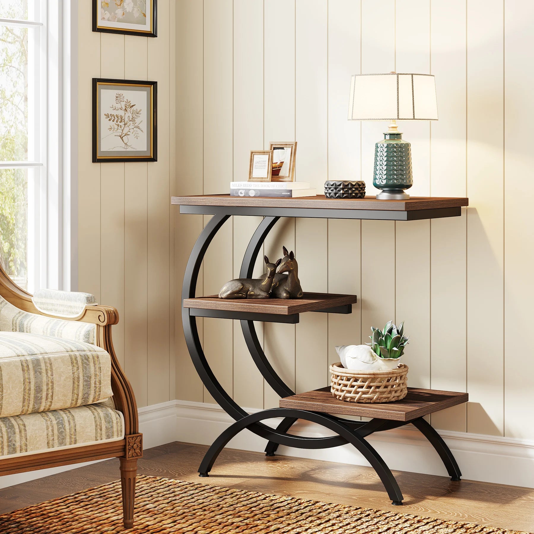 Tribesigns 3‑Tier C‑Shaped End Table