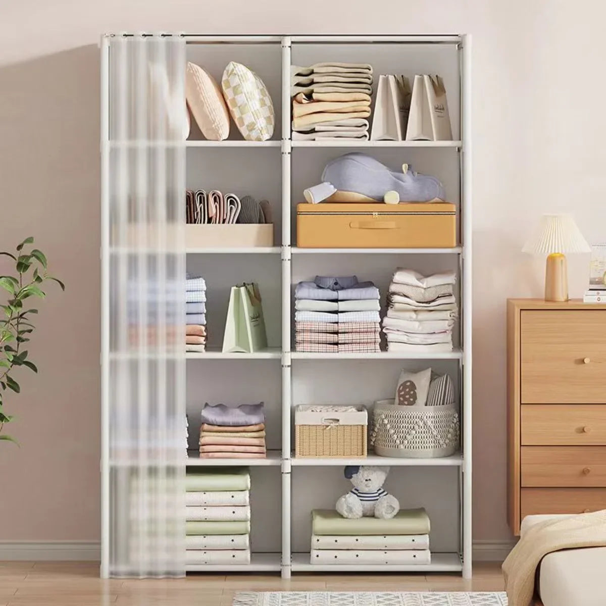 6/5-Layer Dustproof Wardrobe – High Capacity Storage Cabinet