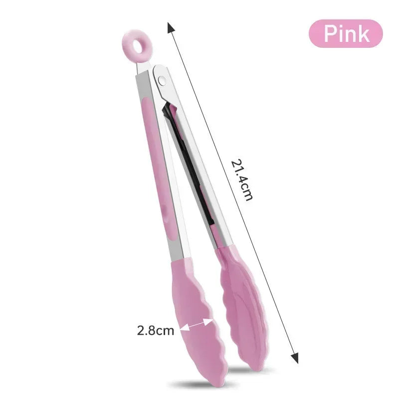 7-Inch Non-Slip Stainless Steel Food Tongs