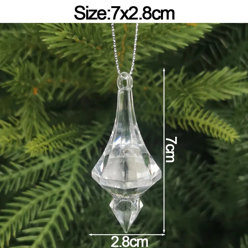 5PCS Crystal Acrylic Christmas Ornaments – Snowflake, Elk & Snowman