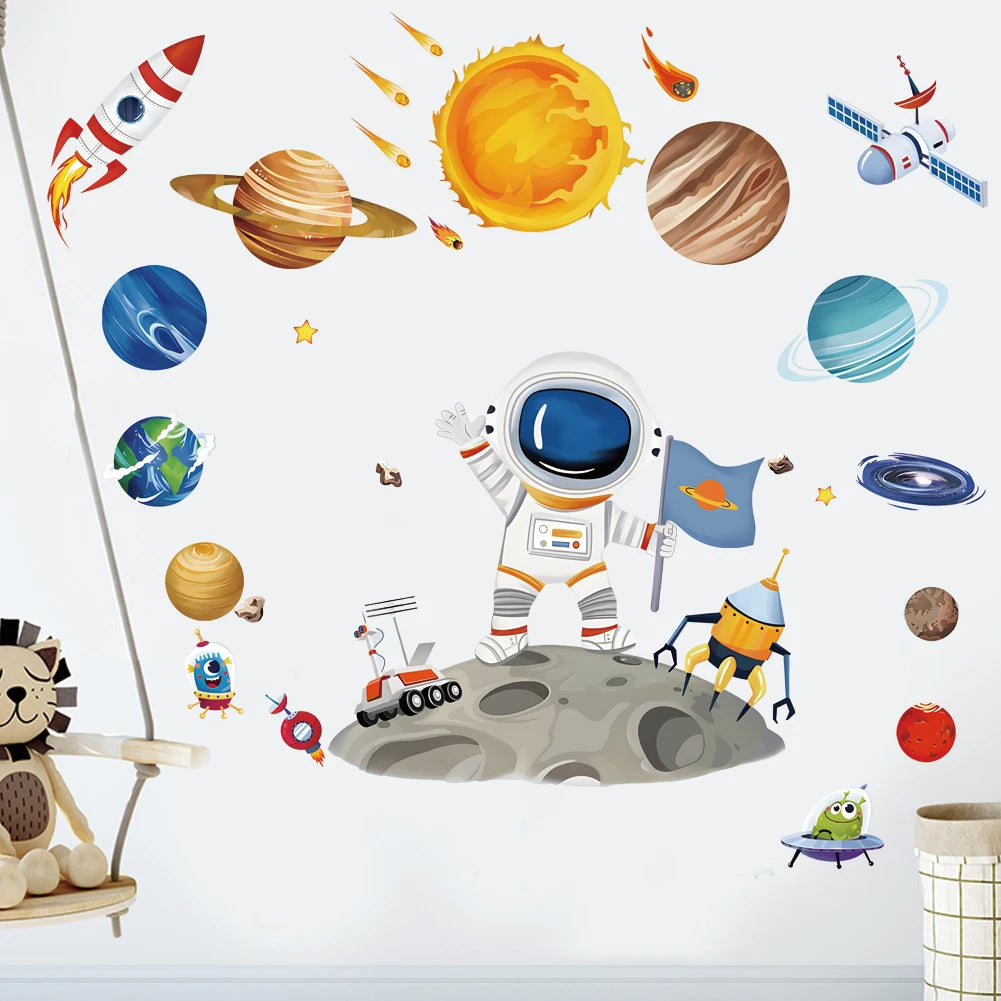 3D Planetary Astronaut Wall Stickers for Kids’ Room