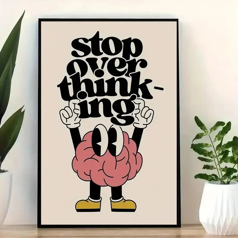 Stop Overthinking Wall Art – Brain & Shoes Canvas Print