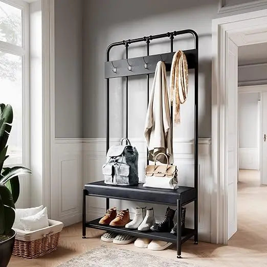 CERLIN Hall Tree – Coat Rack with Shoe Bench & Storage
