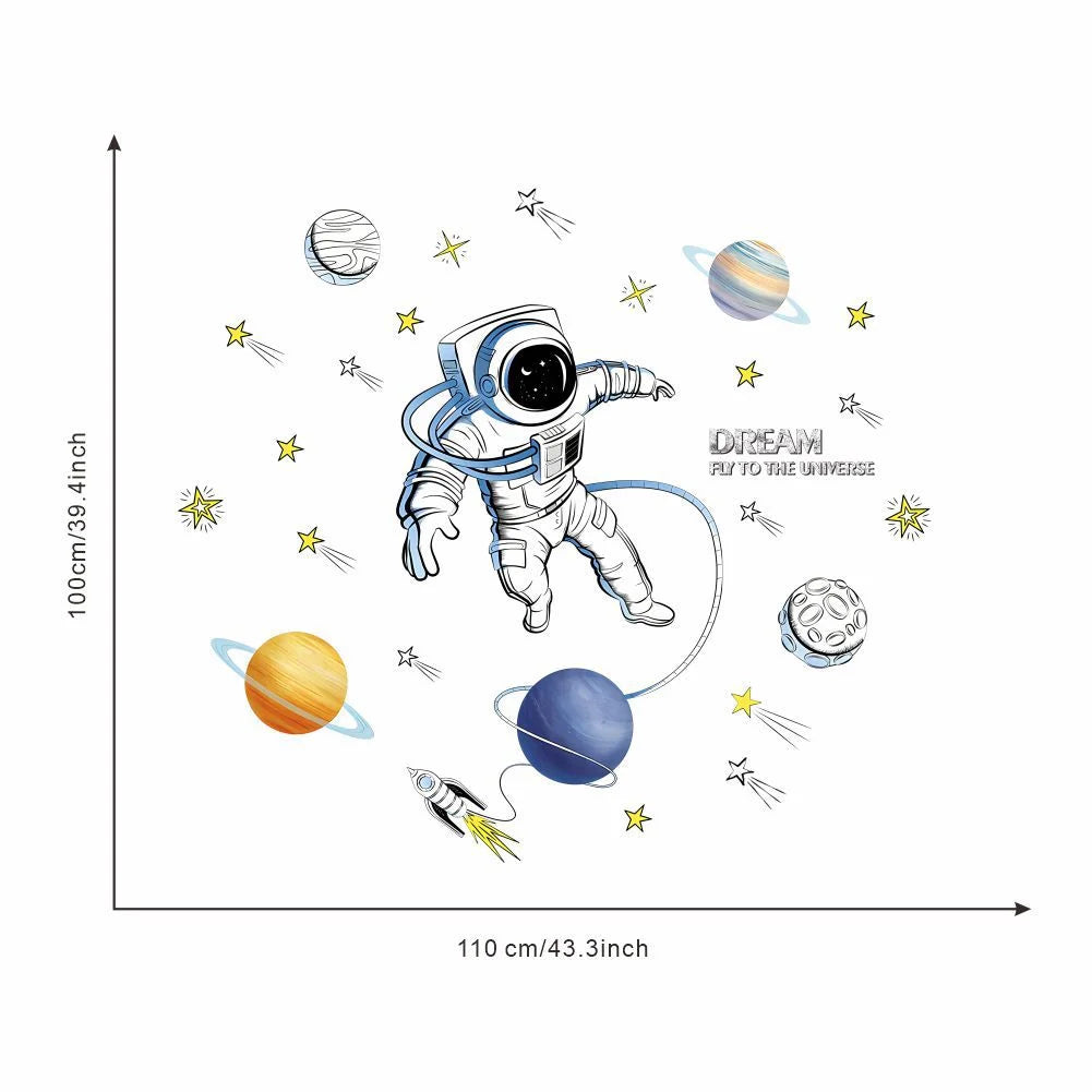 3D Planetary Astronaut Wall Stickers for Kids’ Room