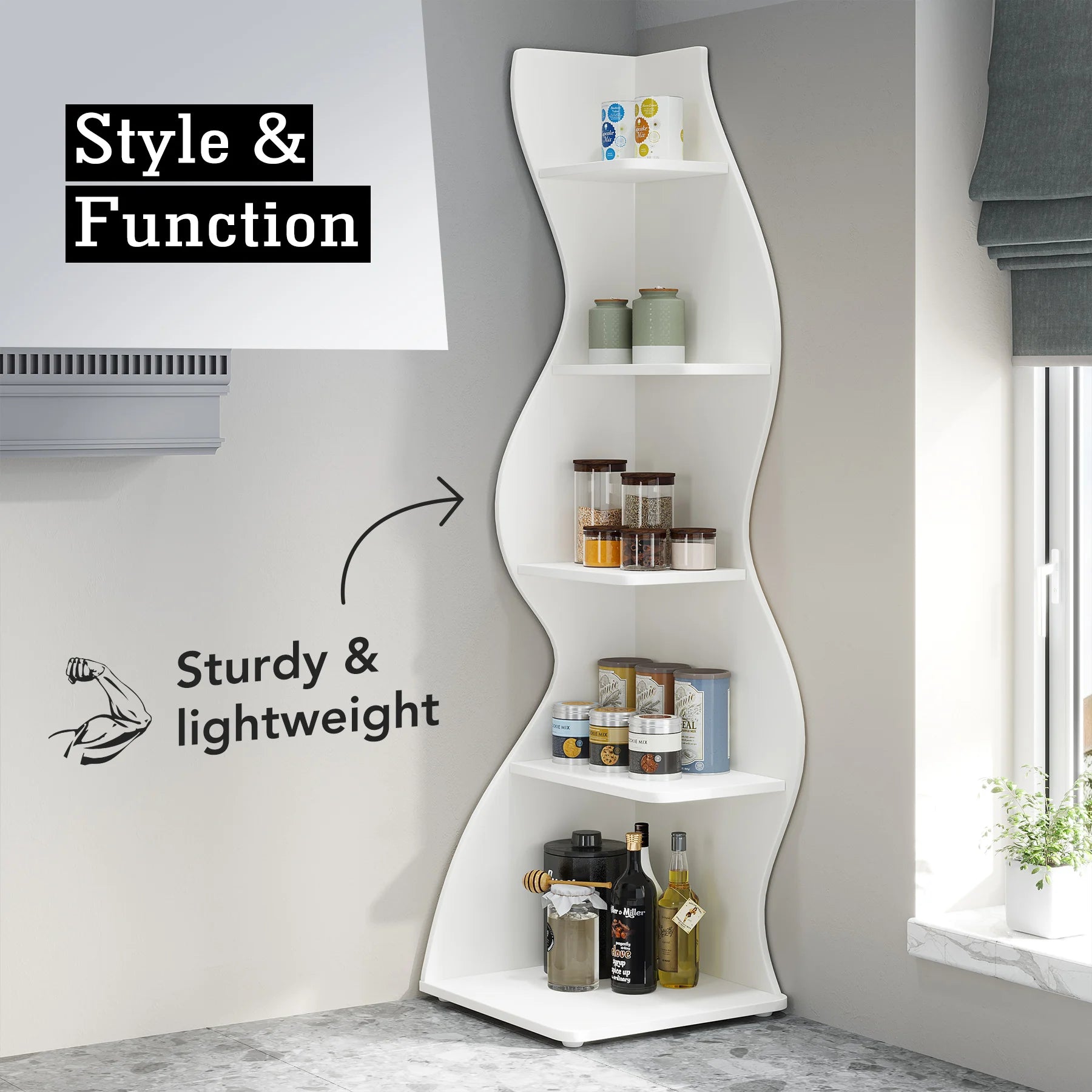 Tribesigns 5-Tier Modern Corner Bookshelf