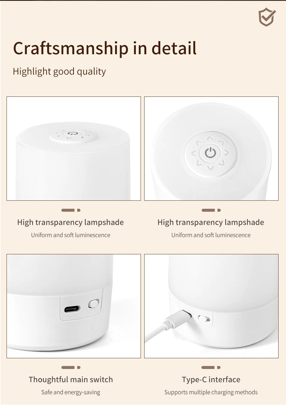 Rechargeable Dimmable LED Night Light with Remote Control