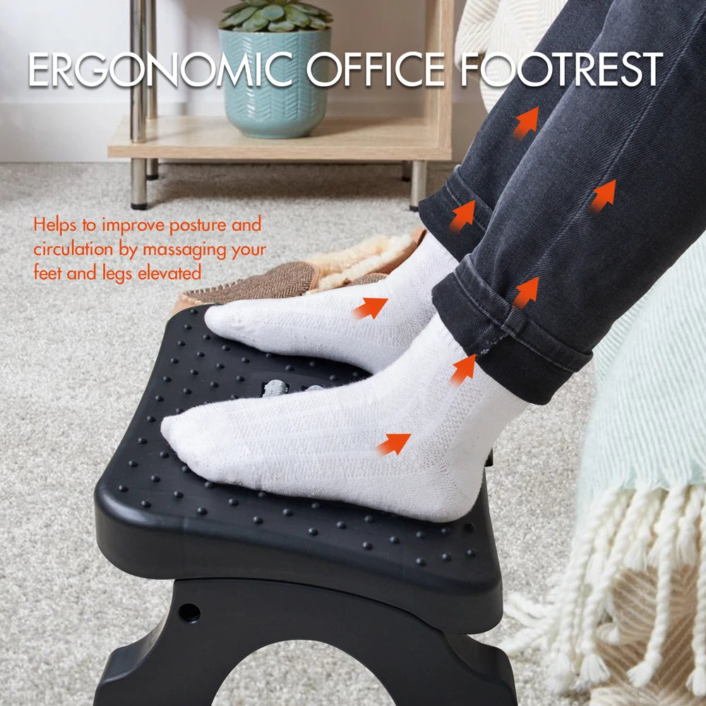 Ergonomic Under Desk Footrest with Massage Rollers