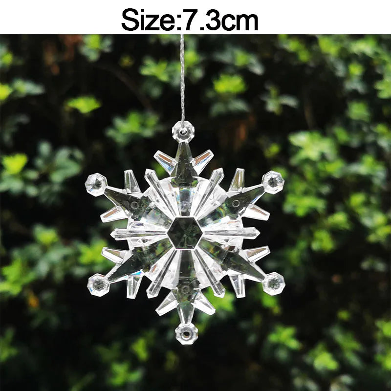 5PCS Crystal Acrylic Christmas Ornaments – Snowflake, Elk & Snowman