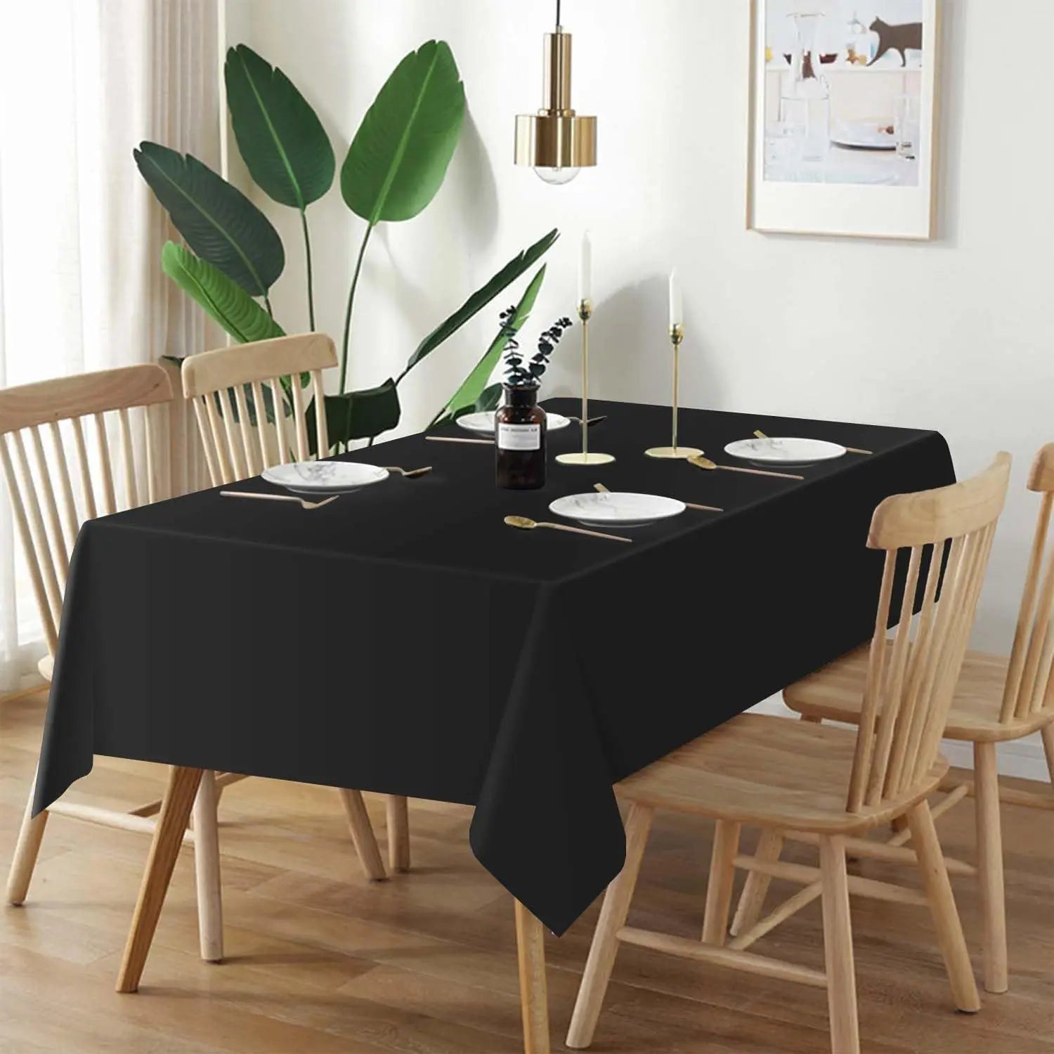 Solid Black Rectangular Tablecloth – Banquet & Conference Table Cover
