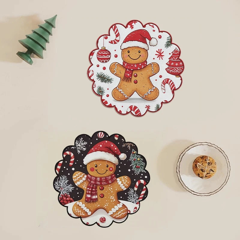4PCS Cartoon Santa Claus Coasters – Christmas Table Heat Pads